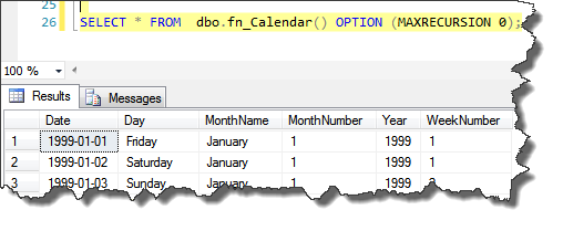 1_SQ function to get weekday - weekly calendar