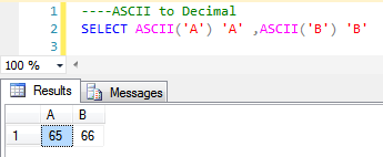 1_ASCII to Decimal and Decimal to ASCII in SQL Server