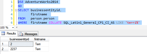 SQL Server中的4_Case敏感搜索