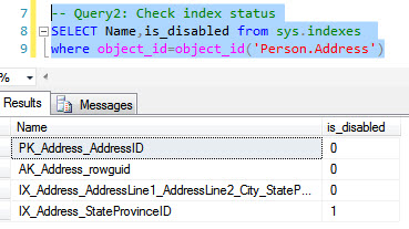 1_Disable or Enable Indexes in SQL Server