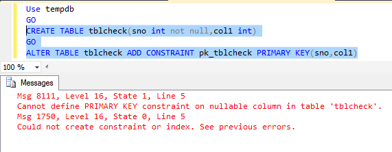 2_Primary key are not null in SQL Server