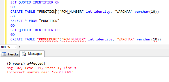 1_quoted_identifier on sql server
