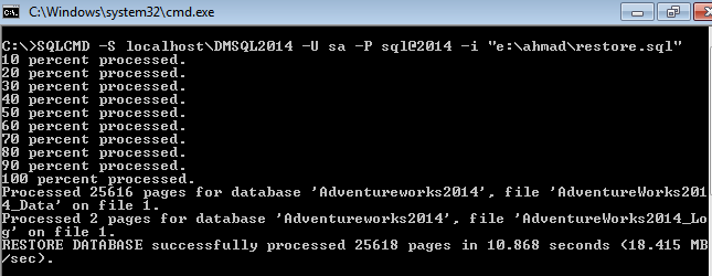 3_restore sql server database from bak file command line