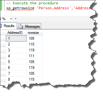 1_sql query to get row size in sql server