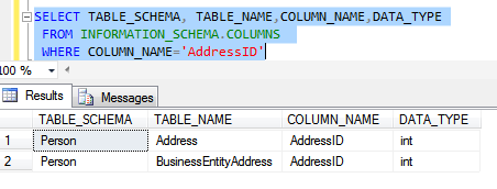 2_T sql script to find column in database