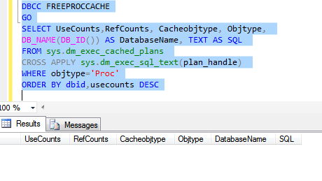 2_tsql clear stored procedure cache