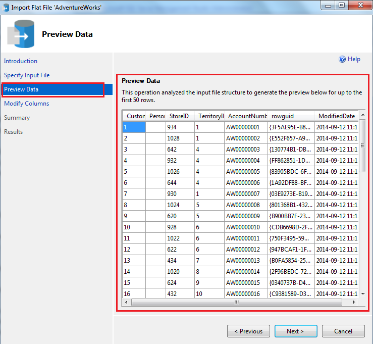 Import Flat File in SSMS 4